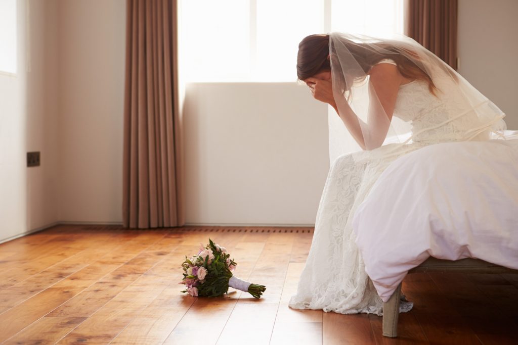 Upset bride stock image