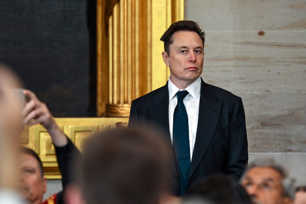 Elon Musk arrives for the inauguration