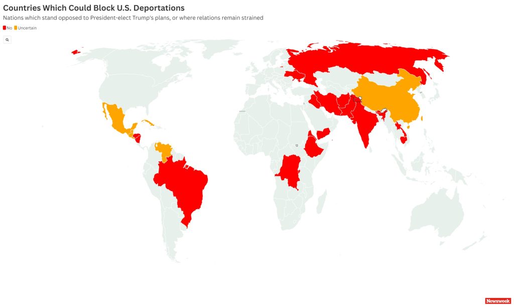 Map shows which countries refuse to take back deported migrants