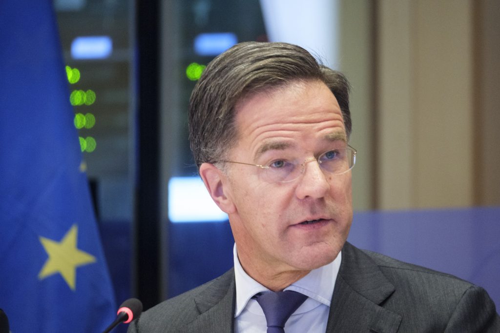 Mark Rutte attends a meeting in Brussels