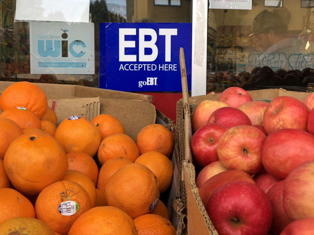 Sign noting acceptance of EBT