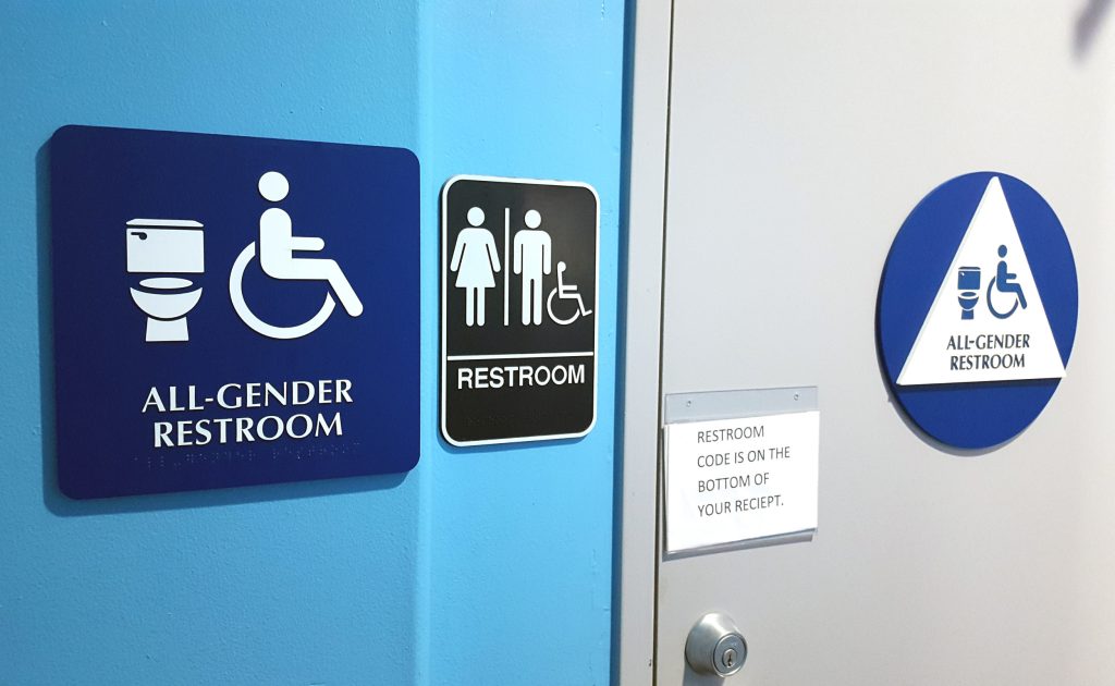 Signs for all-gender restroom