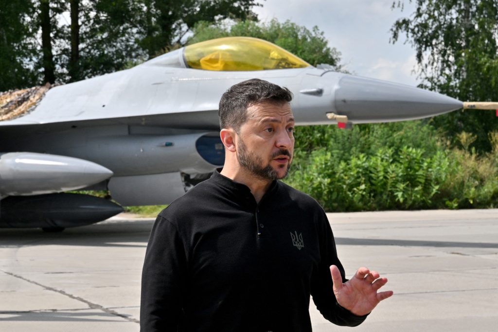 Volodymyr Zelensky seen with F-16
