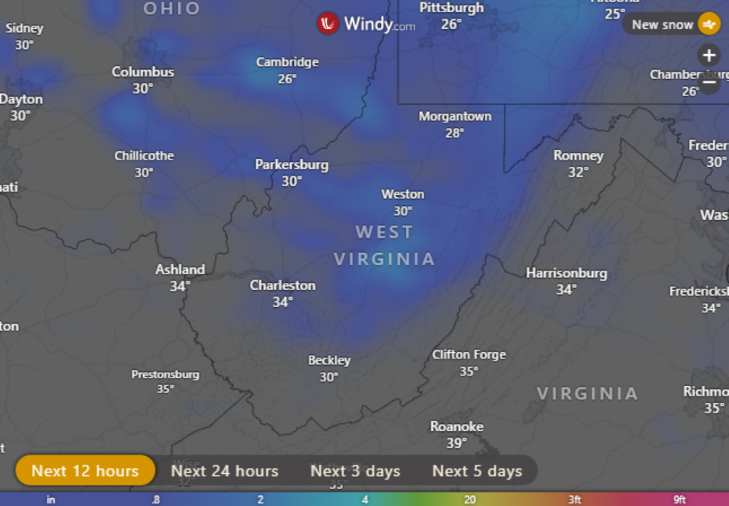 West Virginia snow forecast