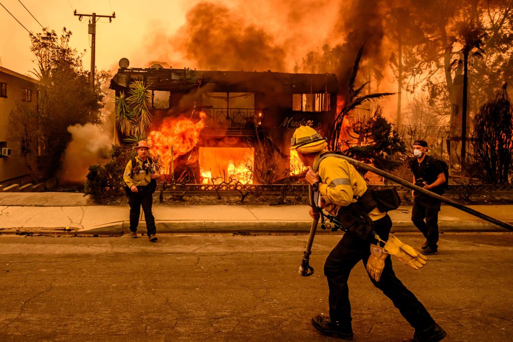 Firefighters during Eaton fire