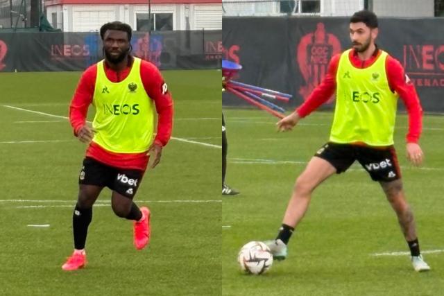 De retour, Terem Moffi et Morgan Sanson ont fait une partie de l'entraînement collectif de Nice