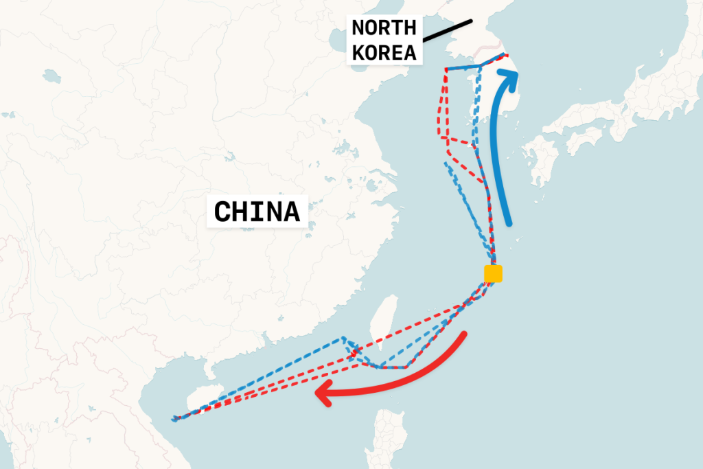 Flight map shows US spy planes doubling up against China and North Korea