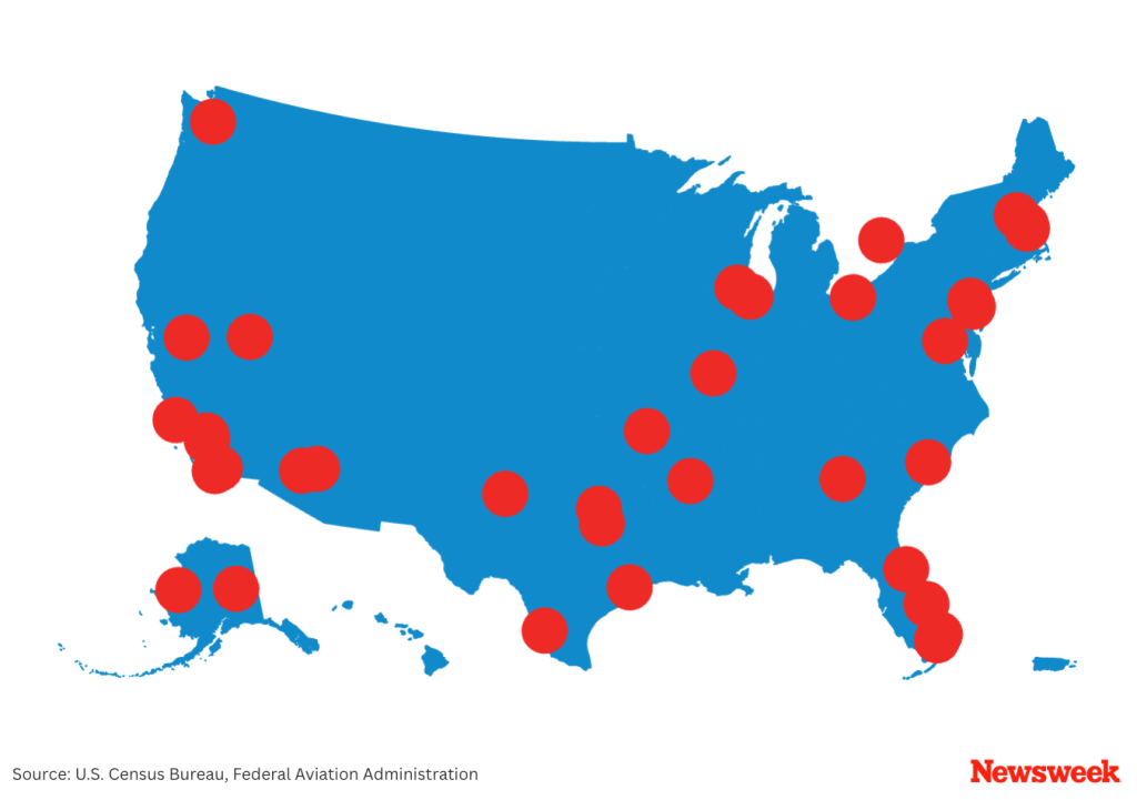 Map shows US 2025 air traffic accidents as Delta flight crashes in Canada