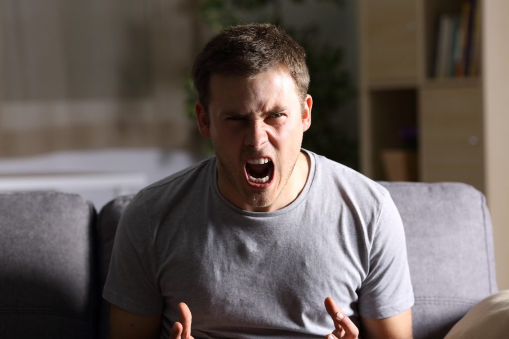 Man throwing a tantrum - Stock image
