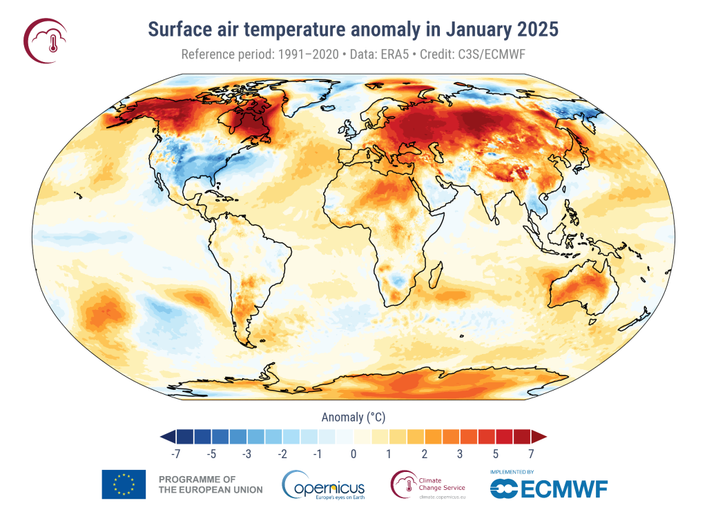 Global Air Temperatures January 2025