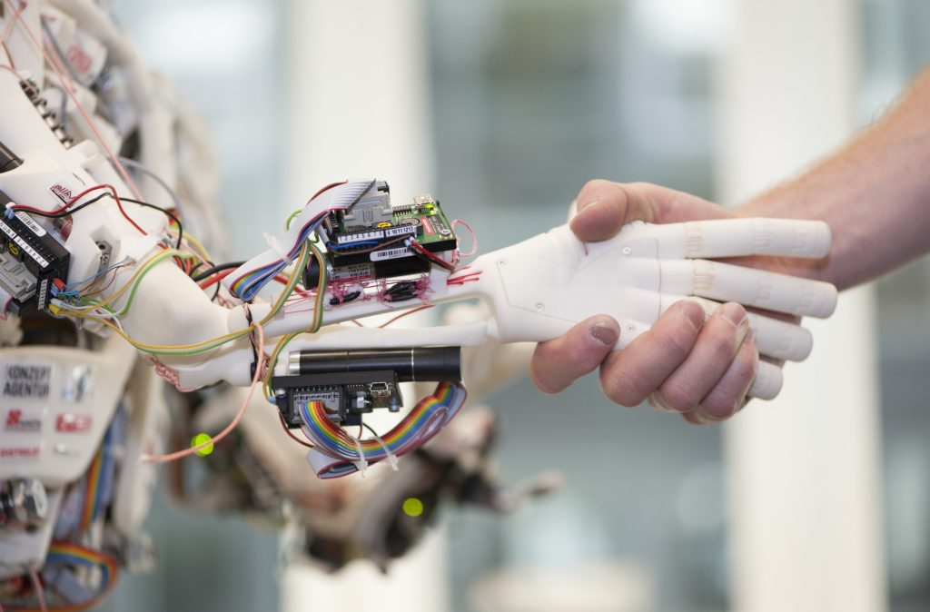 AI and human hands holding