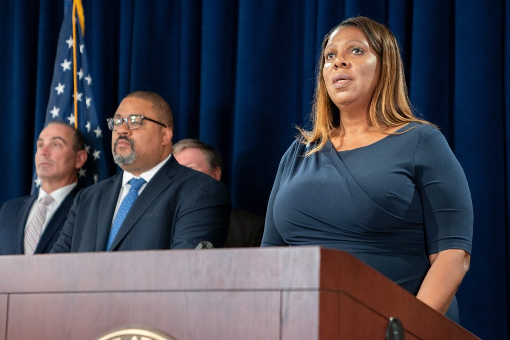 Letitia James Alvin Bragg Trump