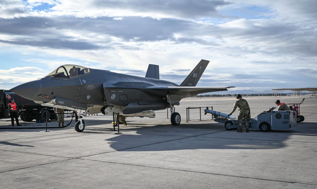 U.S. F-35A Jet Rearms and Refuels