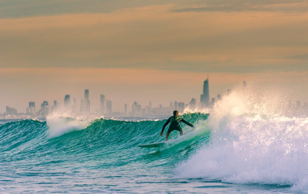 Surfer in Gold Coast, Australia.