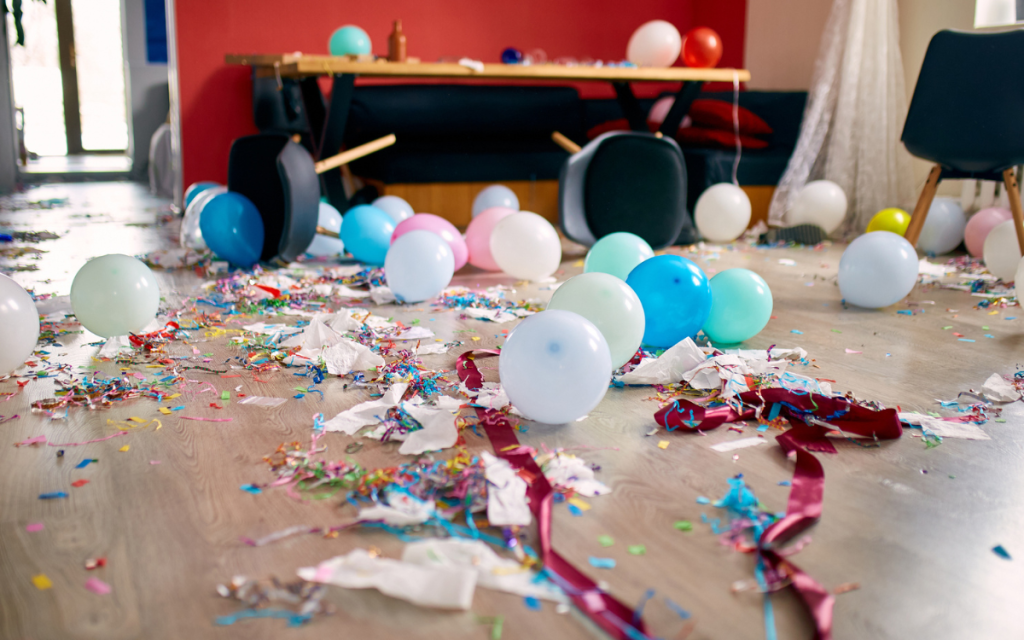 The aftermath of a birthday party.