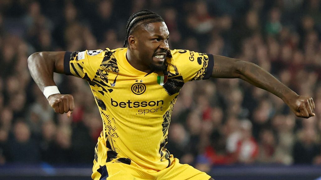 Ligue des champions : les images du but spectaculaire de Marcus Thuram pour l’Inter Milan