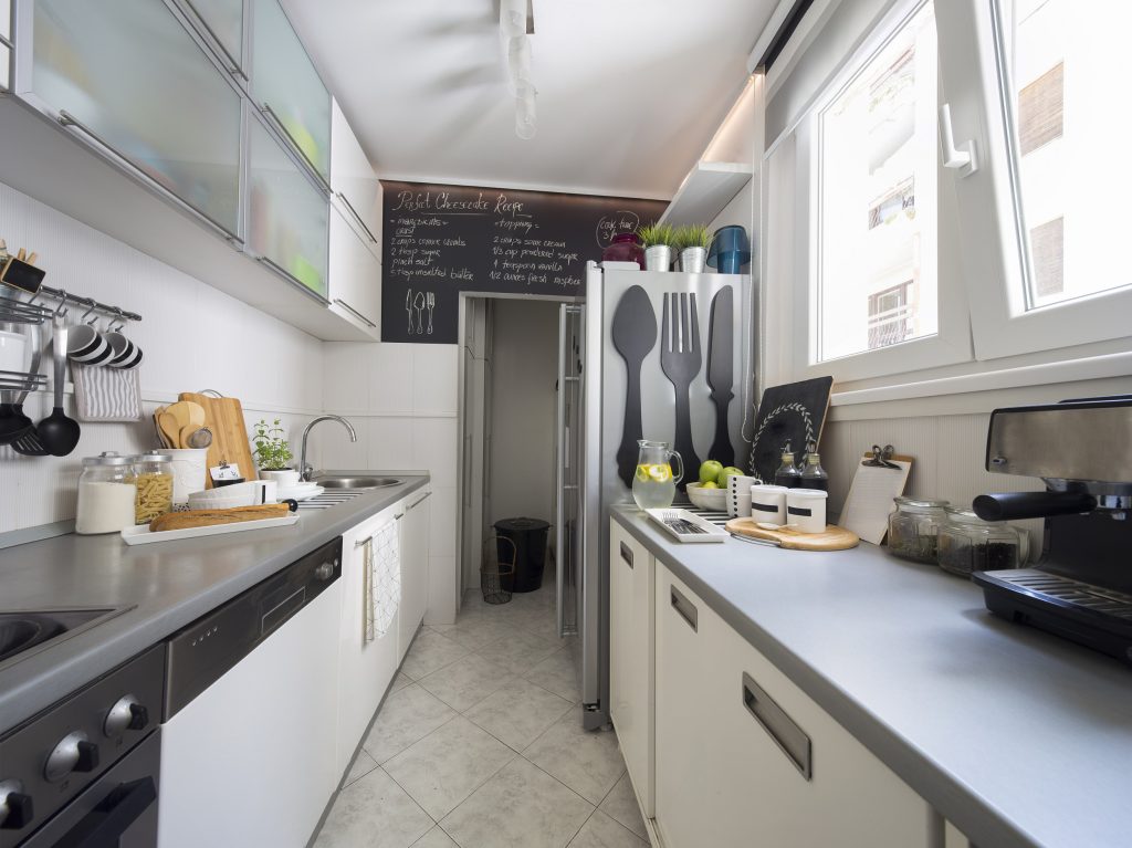 Galley kitchen design.